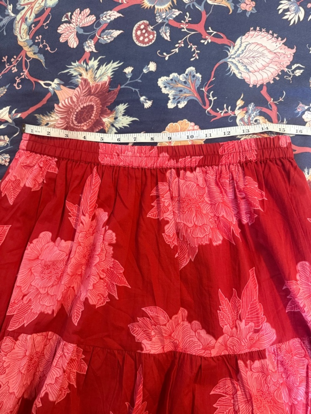 NWT Mille Anthropologie Paola Ruffle Maxi Skirt in Red Floral size Small - Picture 11 of 13